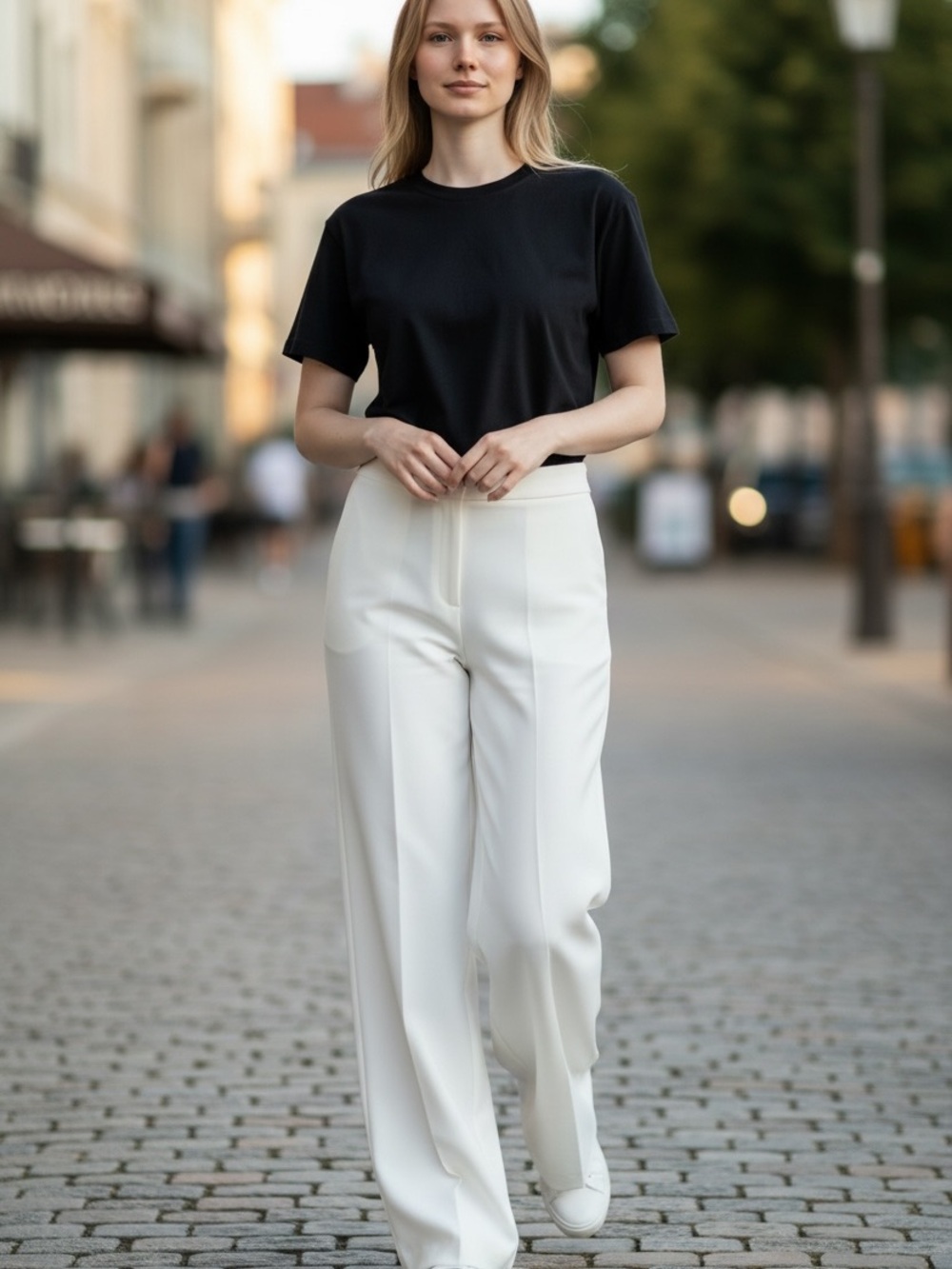 J. McLaughlin Cream High-Waist Wide-Leg Pants